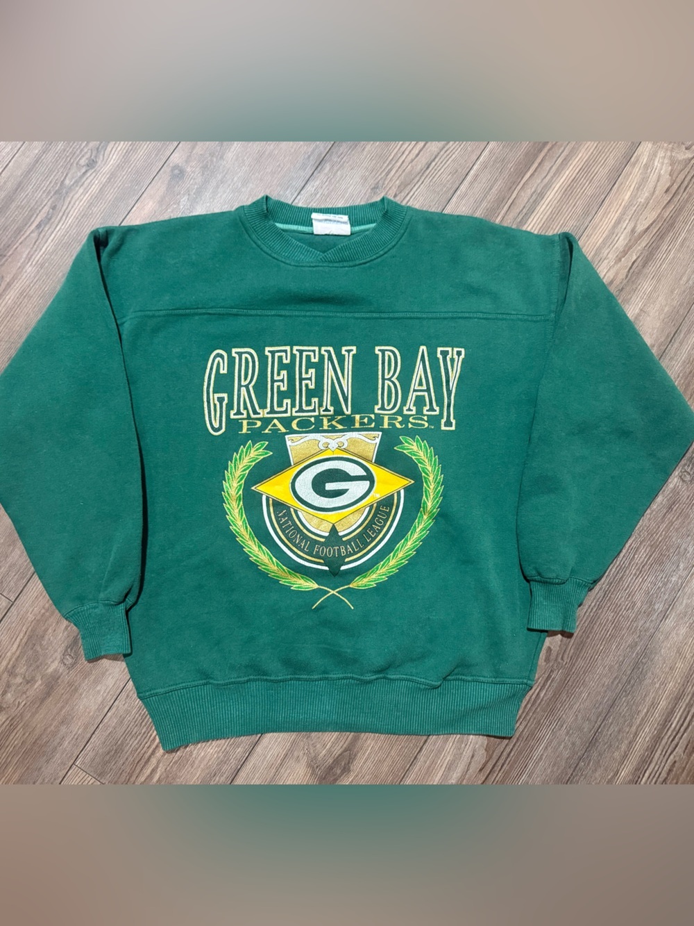 Vintage Green Bay Packers Crewneck Large NFL Football Graphic Green Pullover